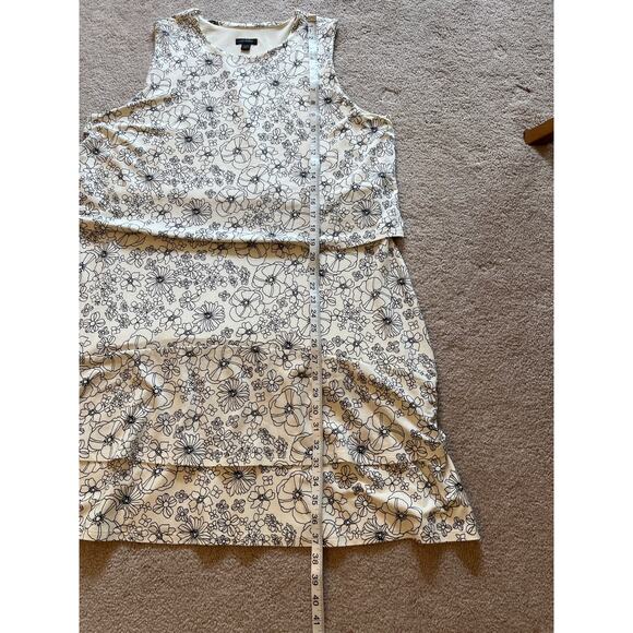 J.Jill Wearever Layered Tiered Sleeveless Dress Size XLP Cream Floral Stretch - Picture 8 of 8